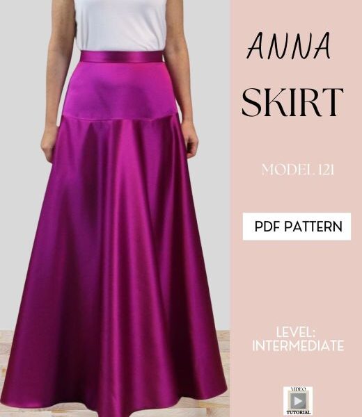“Anna skirt sewing pattern with yoke and invisible zipper elegant midi skirt”