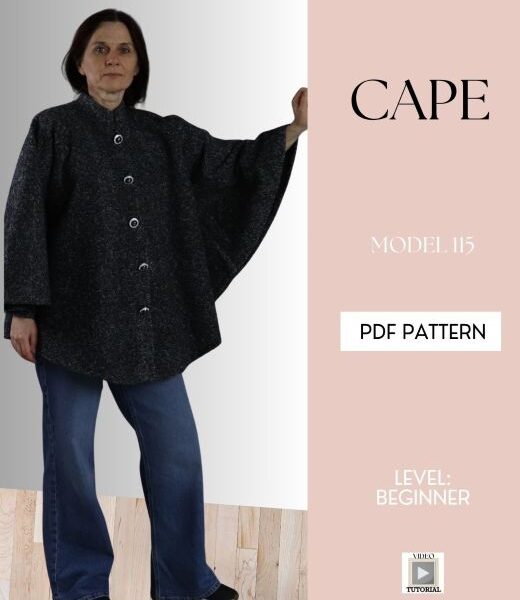 Cape with buttons, Pdf pattern.