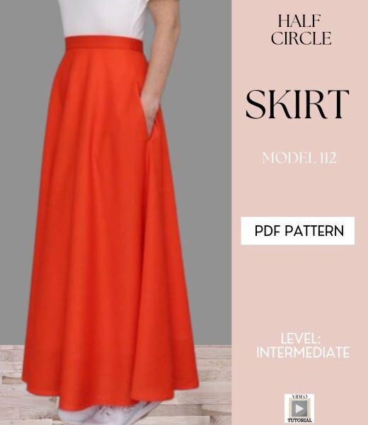 half circle skirt with pockets sewing pattern midi maxi zipper elegant skirt