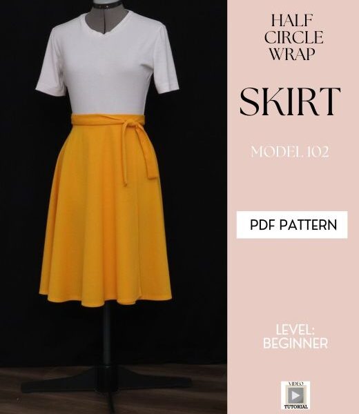 Wrap Half Circle Skirt PDF Sewing Pattern+ Video Tutorial