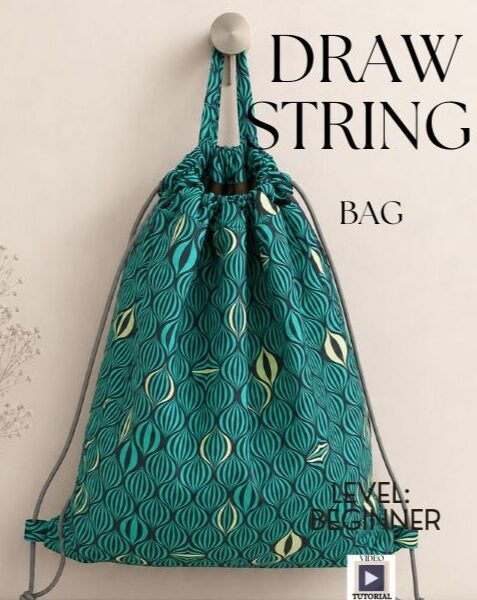 Drawstring bag hanging on the hook