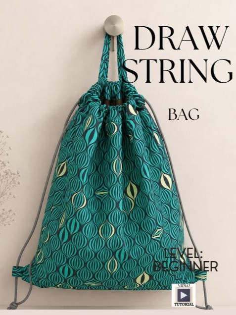 Drawstring bag hanging on the hook