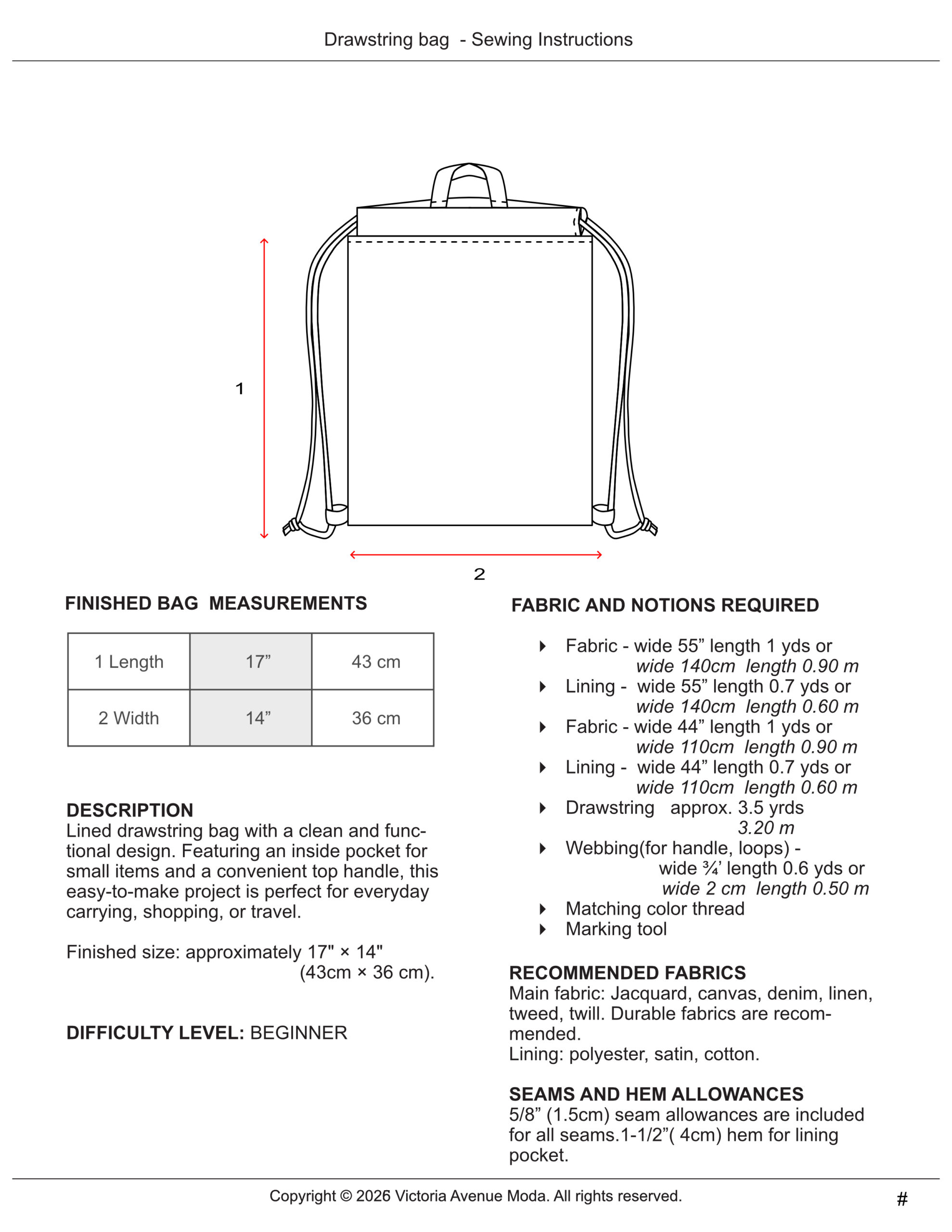 Drawstring Bag Sewing Pattern PDF Download +Video Tutorial - Image 6