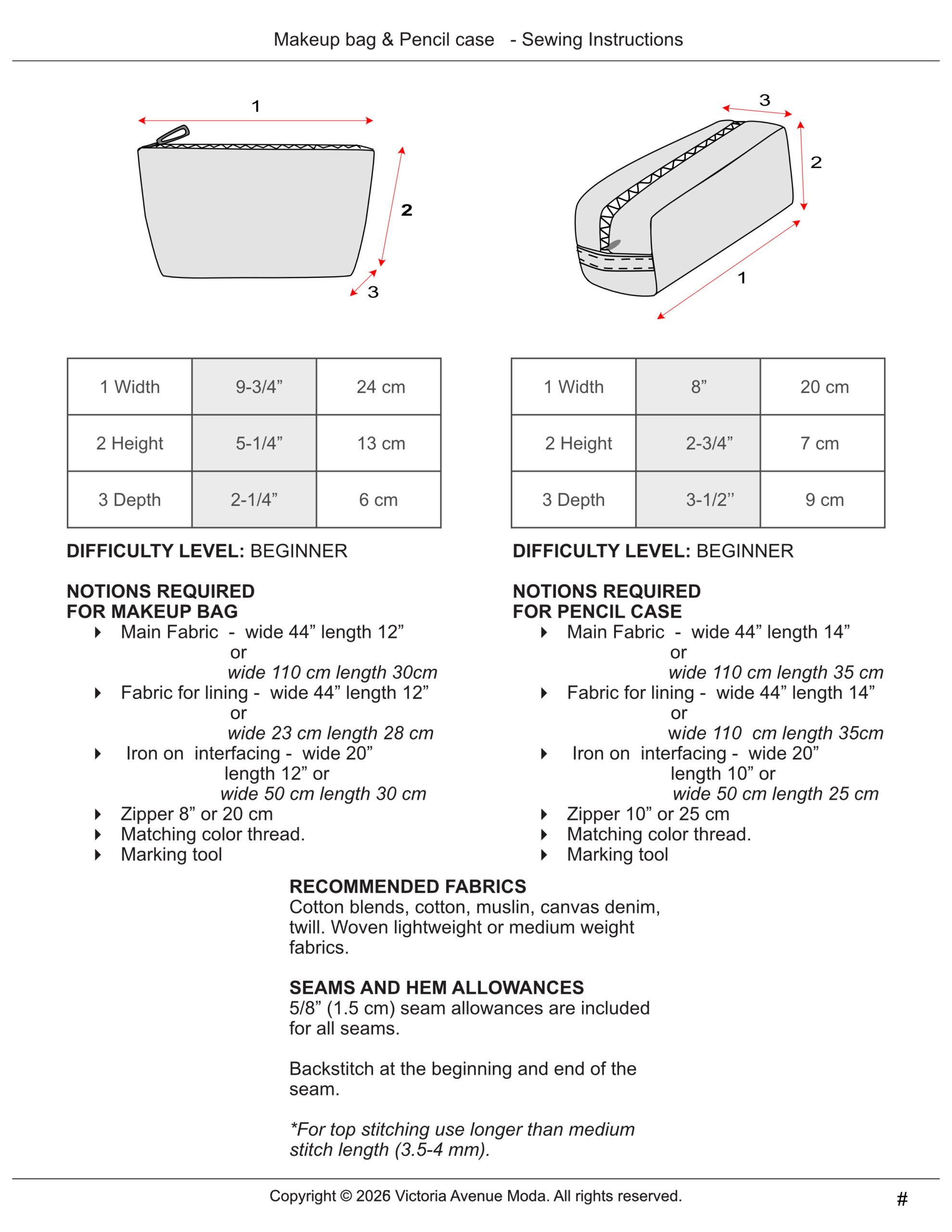 Makeup Bag Pencil Case Sewing Pattern PDF Download +Video Tutorial - Image 9